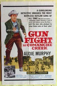3f395 GUN FIGHT AT COMANCHE CREEK one-sheet movie poster '63 cowboy Audie Murphy w/pistol drawn!