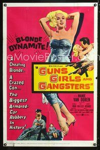 3f401 GUNS, GIRLS & GANGSTERS 1sh '59 sexiest bad Mamie Van Doren is a blonde hell-cat on the prowl!