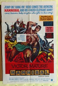 3f407 HANNIBAL one-sheet movie poster '60 great artwork of barechested Victor Mature, Edgar Ulmer