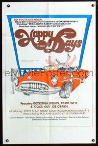 3f408 HAPPY DAYS one-sheet movie poster '74 Georgina Spelvin, Cindy West, wacky drive-in sex art!