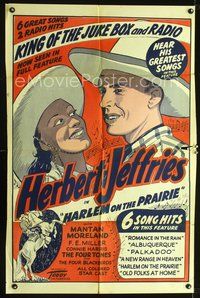3f411 HARLEM ON THE PRAIRIE one-sheet poster R48 black cowboys Mantan Moreland & Herb Jeffries!