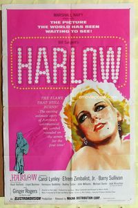 3f413 HARLOW one-sheet movie poster '65 great artwork of Carol Lynley as The Blonde Bombshell!