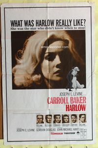 3f412 HARLOW new campaign one-sheet movie poster '65 Carroll Baker in the title role!