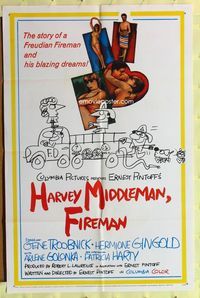 3f416 HARVEY MIDDLEMAN, FIREMAN one-sheet movie poster '65 Freudian sex, wacky cartoon art!