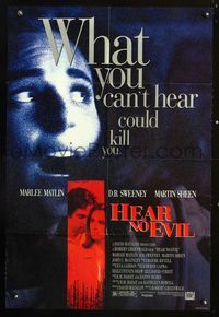 3f419 HEAR NO EVIL DS one-sheet movie poster '93 terrified Marlee Matlin, D.B. Sweeney