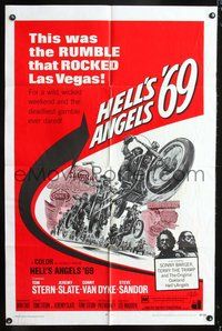3f426 HELL'S ANGELS '69 one-sheet '69 Sonny Barger, biker gang in the rumble that rocked Las Vegas!