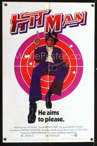 3f434 HIT MAN one-sheet movie poster '73 Bernie Casey, Pam Grier, classic blaxploitation image!