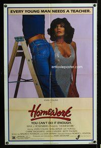 3f439 HOMEWORK style B one-sheet movie poster '82 sexy teacher Joan Collins, you can't do it enough!