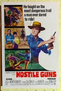 3f444 HOSTILE GUNS one-sheet movie poster '67 George Montgomery, Yvonne De Carlo, Tab Hunter