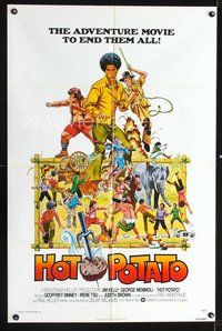 3f446 HOT POTATO one-sheet movie poster '76 art of kung fu hero Jim Kelly by Robert Tanenbaum!