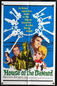 3f449 HOUSE OF THE DAMNED one-sheet movie poster '63 Ronald Foster, wild wacky haunted house horror!