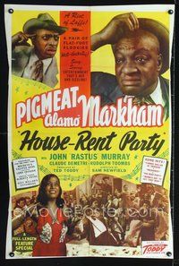 3f451 HOUSE-RENT PARTY one-sheet movie poster '46 Dewey Pigmeat Markham, all-black comedy musical!