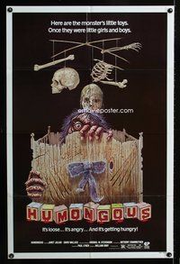 3f457 HUMONGOUS one-sheet '82 the monster's toys were once little girls and boys, wacky horror art!