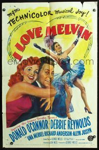 3f460 I LOVE MELVIN one-sheet poster '53 great romantic art of Donald O'Connor & Debbie Reynolds!