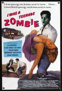3f463 I WAS A TEENAGE ZOMBIE video 1sheet '87 music by Los Lobos, Violent Femmes & The Smithereens!