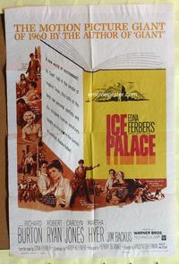 3f465 ICE PALACE one-sheet poster '60 Richard Burton, Robert Ryan, from the novel by Edna Ferber!