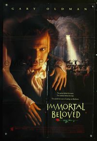3f469 IMMORTAL BELOVED DS Int'l one-sheet '94 image of Gary Oldman as Ludwig van Beethoven at piano!