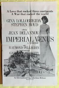 3f470 IMPERIAL VENUS one-sheet '63 Venere imperiale, full-length Gina Lollobrigida, Jean Delannoy