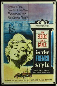3f472 IN THE FRENCH STYLE one-sheet movie poster '63 art of sexy Jean Seberg, Irwin Shaw