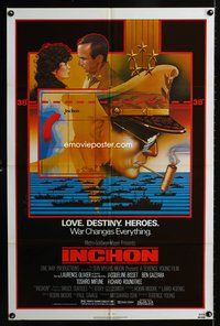 3f474 INCHON one-sheet poster '82 Laurence Olivier, Jacqueline Bisset, cool Dan Long military art!