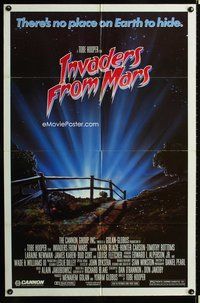 3f482 INVADERS FROM MARS one-sheet '86 Tobe Hooper, art by Rider, there's no place on Earth to hide!