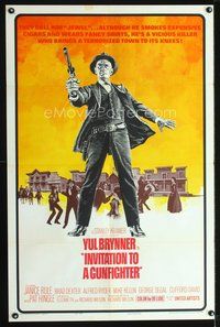 3f483 INVITATION TO A GUNFIGHTER 1sheet '64 vicious killer Yul Brynner brings a town to its knees!