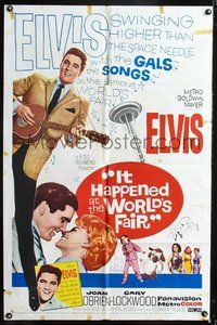 3f488 IT HAPPENED AT THE WORLD'S FAIR one-sheet poster '63 Elvis Presley sightsees & romances gals!