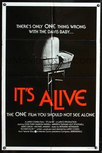 3f493 IT'S ALIVE 1sh R76 Larry Cohen, classic creepy baby carriage image!