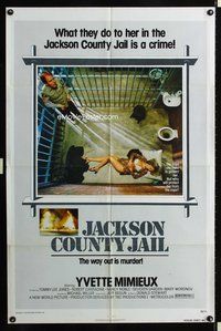 3f497 JACKSON COUNTY JAIL one-sheet poster '76 what they did to Yvette Mimieux in jail is a crime!
