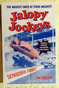 3f500 JALOPY JOCKEYS one-sheet movie poster '60s cool demolition derby image of wrecking cars!
