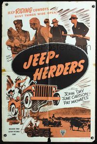 3f505 JEEP HERDERS 1sheet R53 June Carlson, John Daheim, Jeep riding cowboys bus things wide open!
