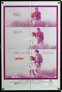 3f506 JENNY one-sheet movie poster '70 pretty Marlo Thomas walks with Alan Alda!