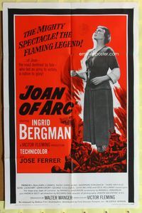 3f512 JOAN OF ARC one-sheet movie poster R63 Ingrid Bergman in the title role, Jose Ferrer