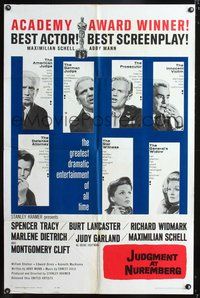 3f520 JUDGMENT AT NUREMBERG 1sheet '61 Spencer Tracy, Judy Garland, Burt Lancaster, Marlene Dietrich