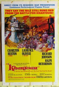 3f531 KHARTOUM style A one-sheet poster '66 art of Charlton Heston & Laurence Olivier, adventure!