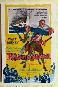 3f533 KIDNAPPED one-sheet poster '60 Walt Disney, Peter Finch & James MacArthur are buccaneers!
