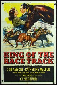 3f538 KING OF THE RACE TRACK 1sh '53 Don Ameche, Catherine McLeod, great horse racing images!