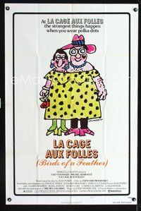 3f547 LA CAGE AUX FOLLES style B one-sheet poster '79 Ugo Tognazzi, great artwork by Lou Myers!