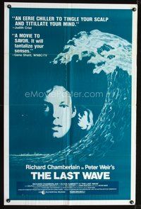 3f563 LAST WAVE one-sheet poster '77 Peter Weir cult classic, Richard Chamberlain close-up image!