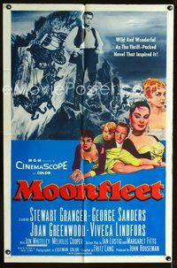 3f647 MOONFLEET one-sheet '55 Fritz Lang, Stewart Granger, Joan Greenwood, sexy Viveca Lindfors!