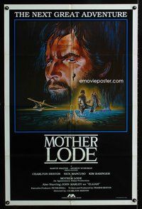 3f650 MOTHER LODE int'l one-sheet movie poster '82 cool art of Charlton Heston by Greisen!