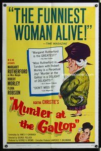 3f659 MURDER AT THE GALLOP 1sheet '63 English detective Margaret Rutherford is the funniest woman!