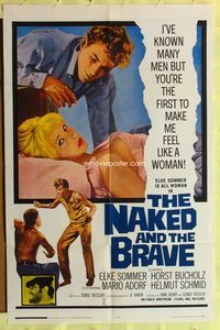 3f670 NAKED & THE BRAVE one-sheet poster '65 Horst Bucholz makes sexy Elke Sommer feel like a woman!