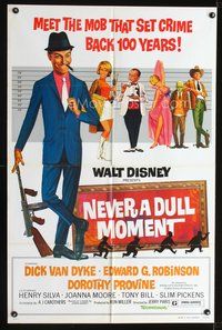 3f677 NEVER A DULL MOMENT one-sheet movie poster R77 Walt Disney, Dick Van Dyke, Edward G. Robinson