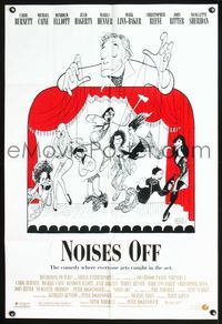 3f690 NOISES OFF DS one-sheet movie poster '92 great wacky Al Hirschfeld art of cast!