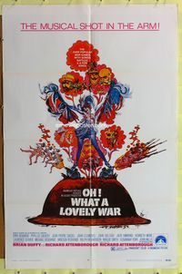 3f697 OH WHAT A LOVELY WAR one-sheet movie poster '69 wild rare Kossin artwork style!
