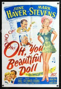 3f698 OH YOU BEAUTIFUL DOLL one-sheet movie poster '49 wonderful super sexy artwork of June Haver!