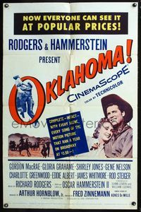 3f699 OKLAHOMA one-sheet poster '56 Gordon MacRae, Shirley Jones, Rodgers & Hammerstein musical!