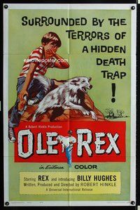 3f701 OLE REX one-sheet movie poster '61 Billy Hughes, cool art of boy & his dog!