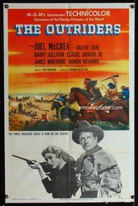 3f717 OUTRIDERS one-sheet movie poster '50 romance of daring pioneers Joel McCrea & Arlene Dahl!